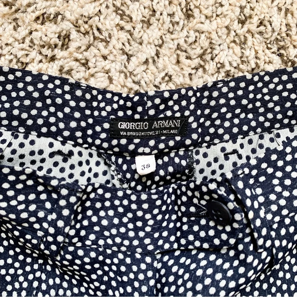 Vintage Giorgio Armani Polka Dot Navy Blue Wode Leg Trouser Pants size small/XS